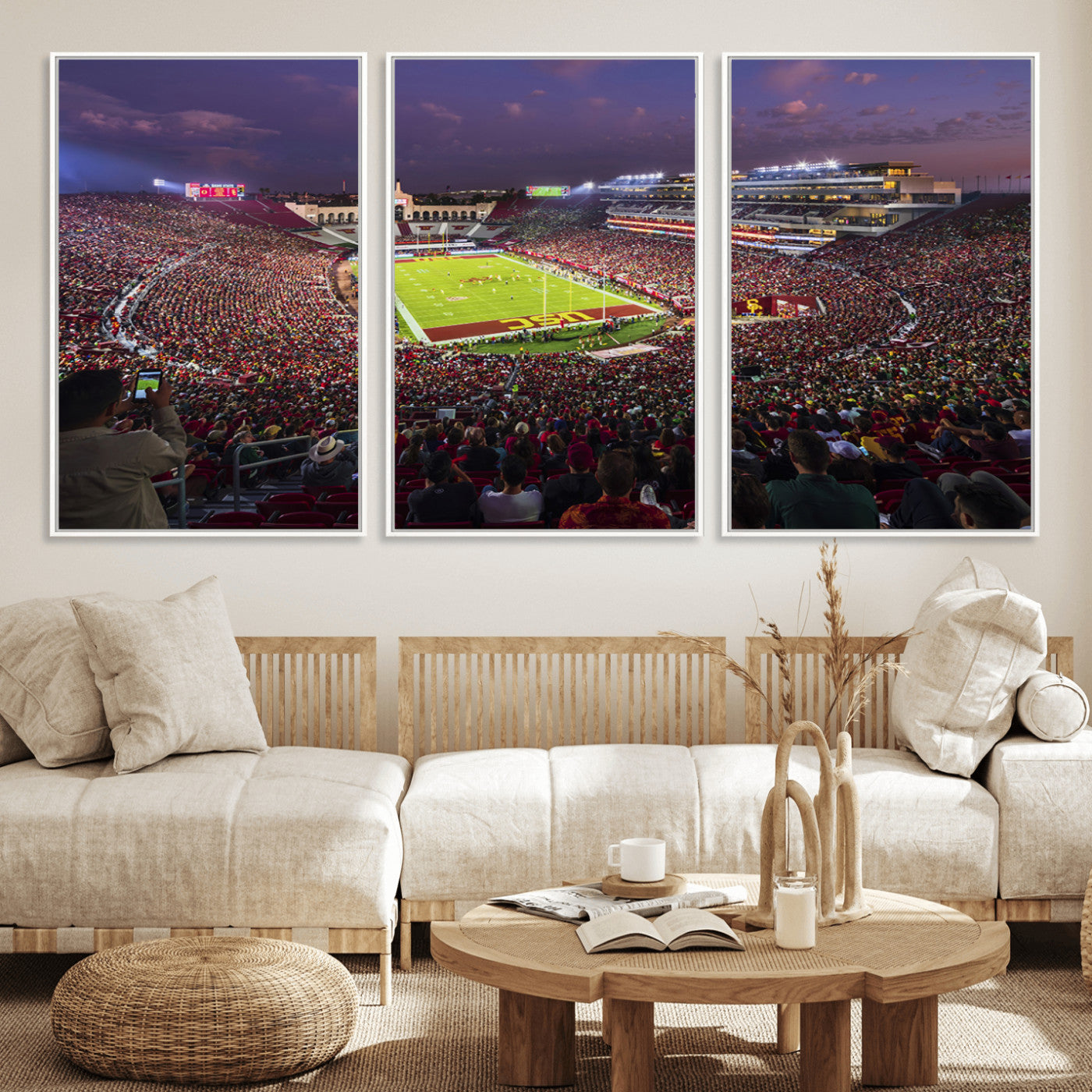 MGV-FC-60X30-3P - The University of Southern California USC Trojans Football Team Print - Los Angeles Memorial