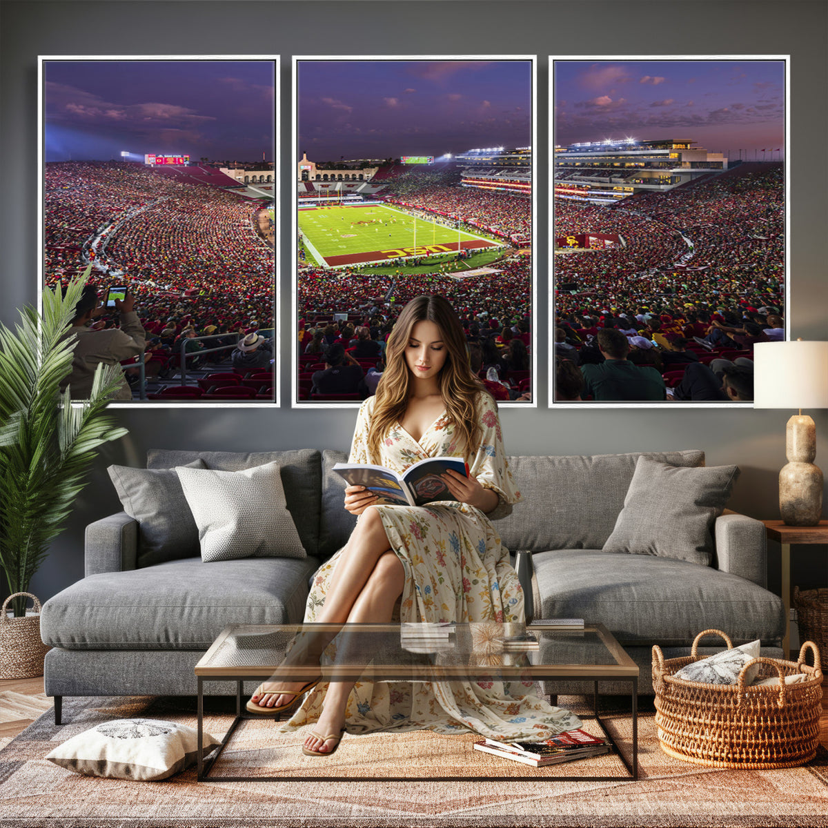 73373-MGV-CV-36X24 - The University of Southern California USC Trojans Football Team Print, Extra Large Game Room Wall Decor
