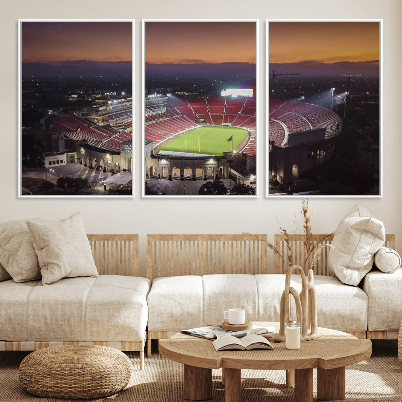 MGV-FC-60X30-3P - The University of Southern California USC Trojans Football Team Print - Los Angeles Memorial