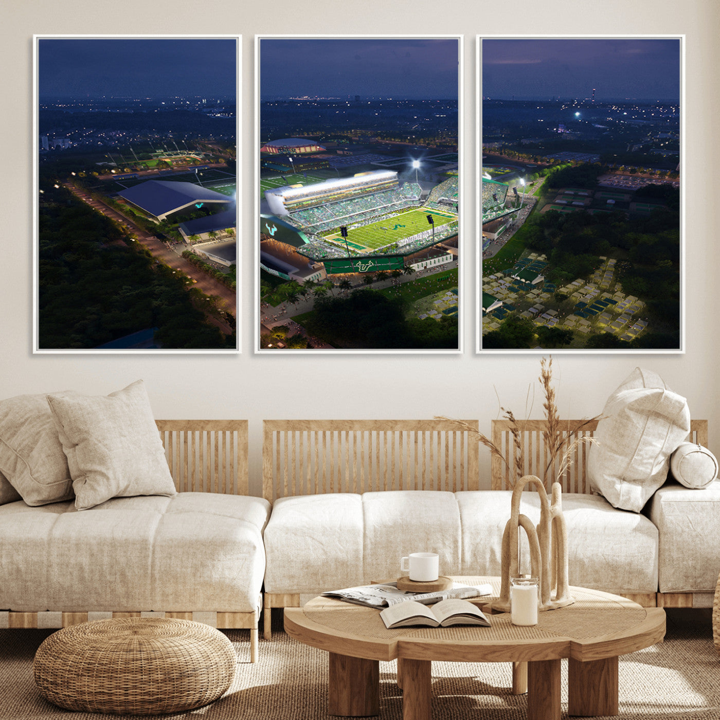 MGV-FC-60X30-3P - The University of South Florida Bulls Football Team Print - Tampa USF Football Stadium Wall Art Canvas Print