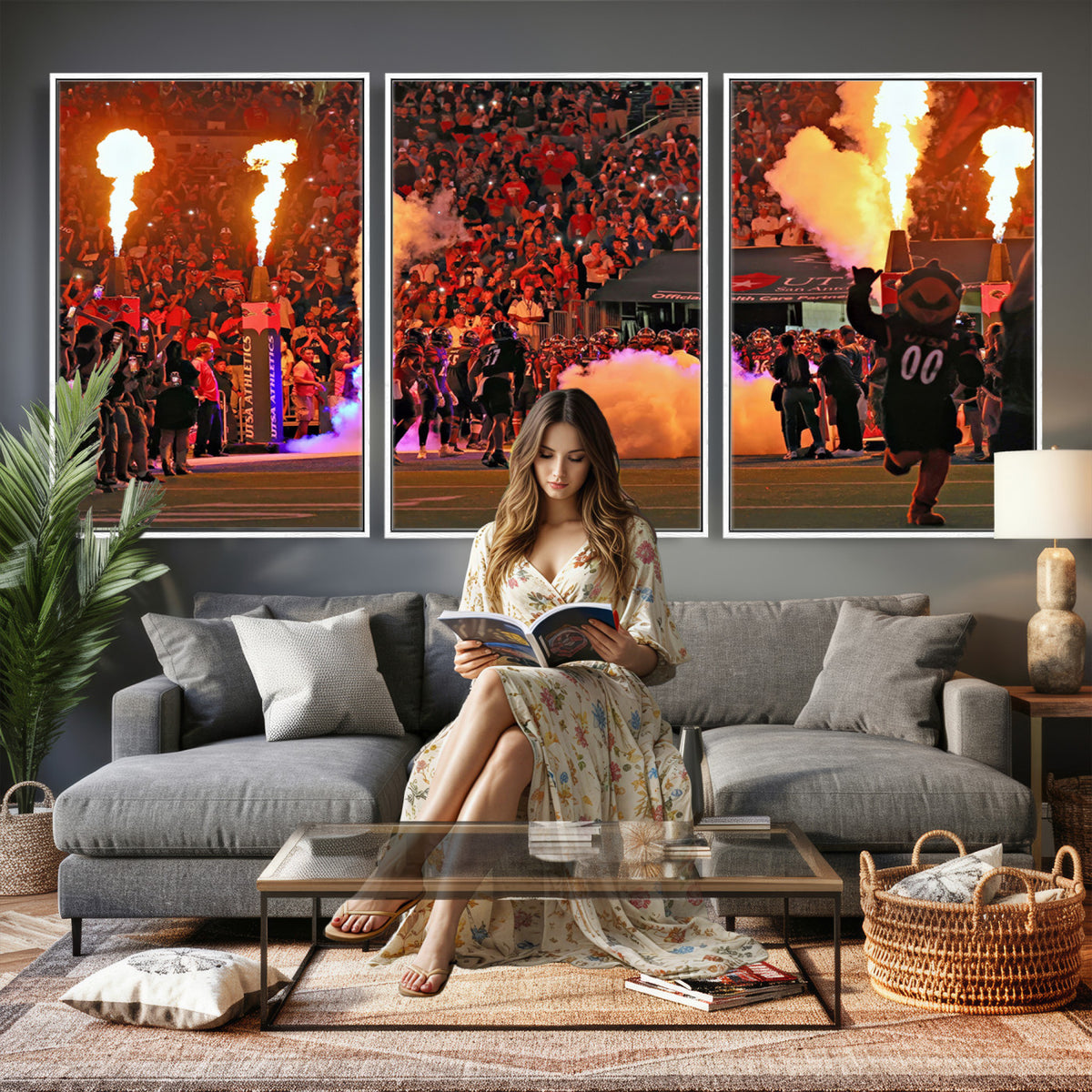 98664-MGV-CV-36X24 - The University of Texas at San Antonio Roadrunners Football Team Print, Extra Large Game Room Wall Decor