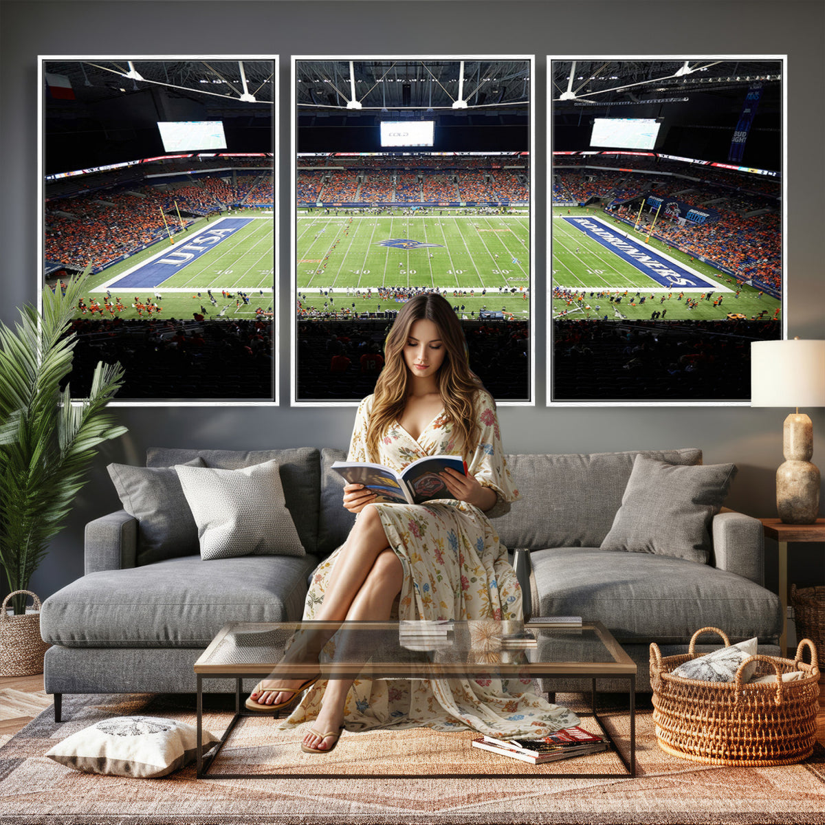 98617-MGV-CV-36X24 - The University of Texas at San Antonio Roadrunners Football Team Print, San Antonio Alamodome