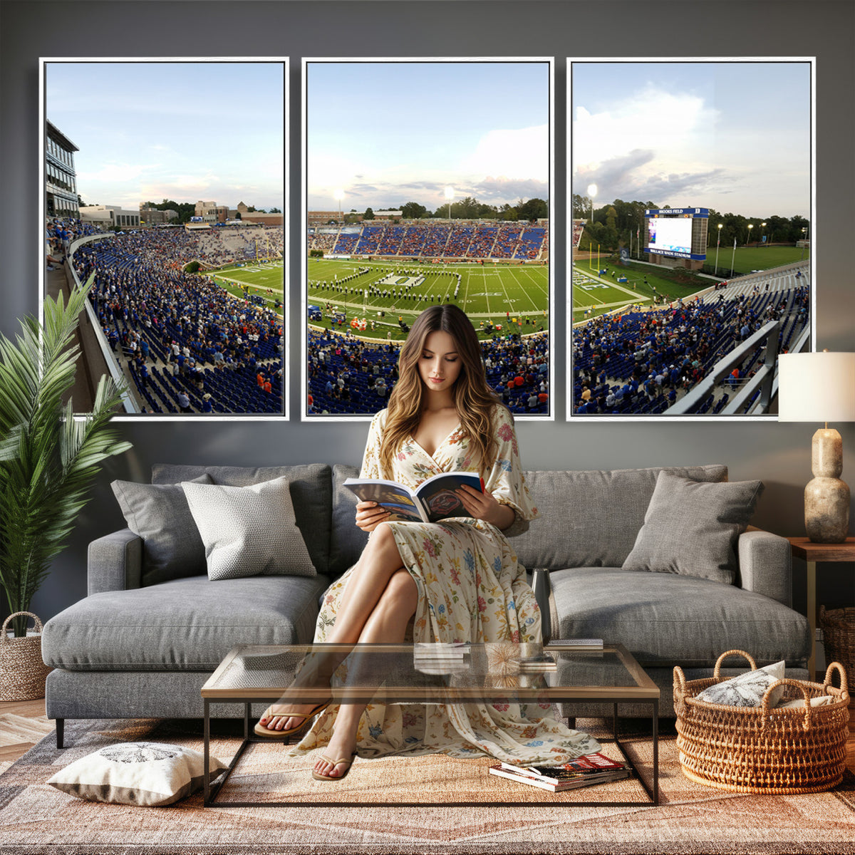 44850-MGV-CV-36X24 - The Duke University Blue Devils Football Team Print, Durham