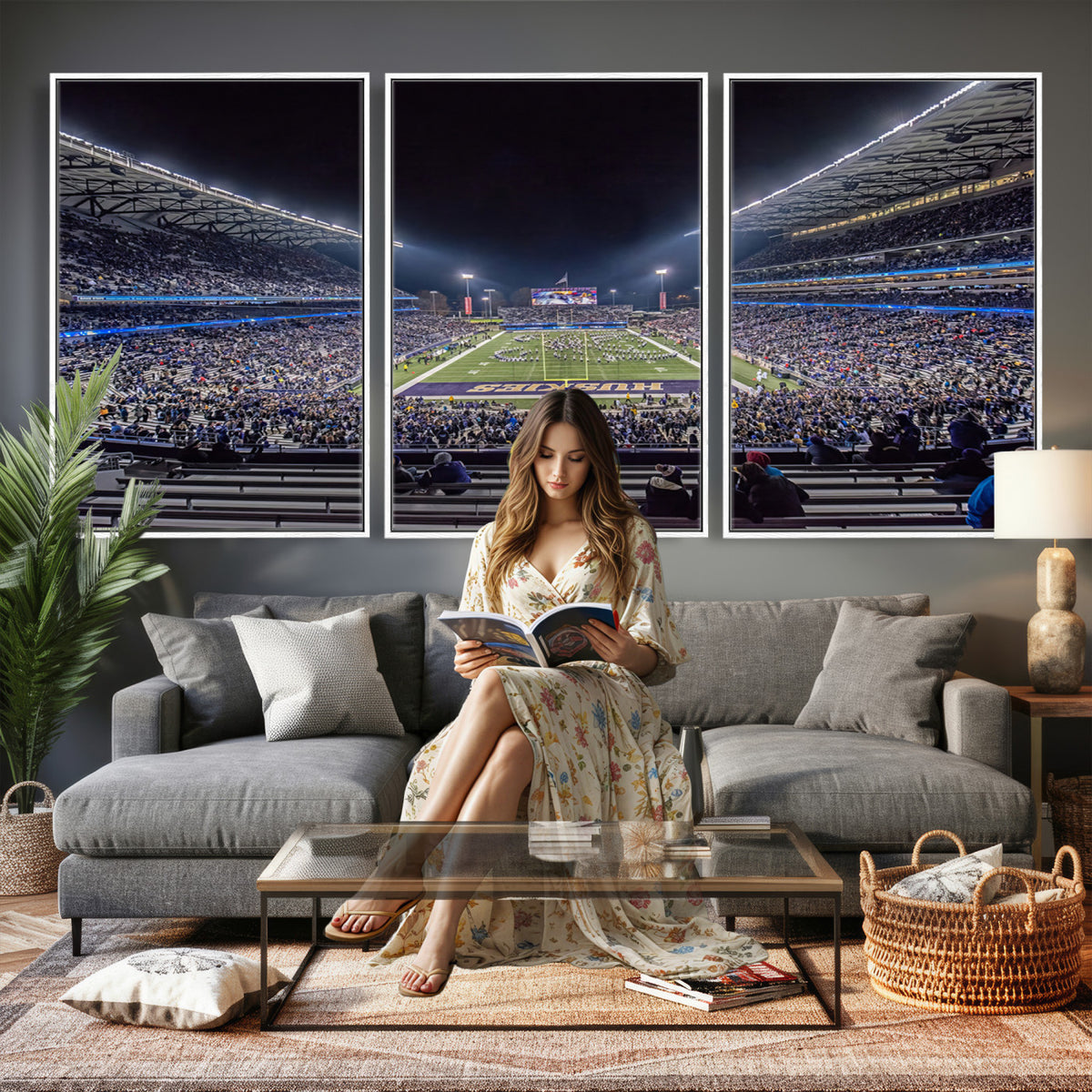 85780-MGV-CV-36X24 - The University of Washington Huskies Football Team Print, Extra Large Game Room Wall Decor