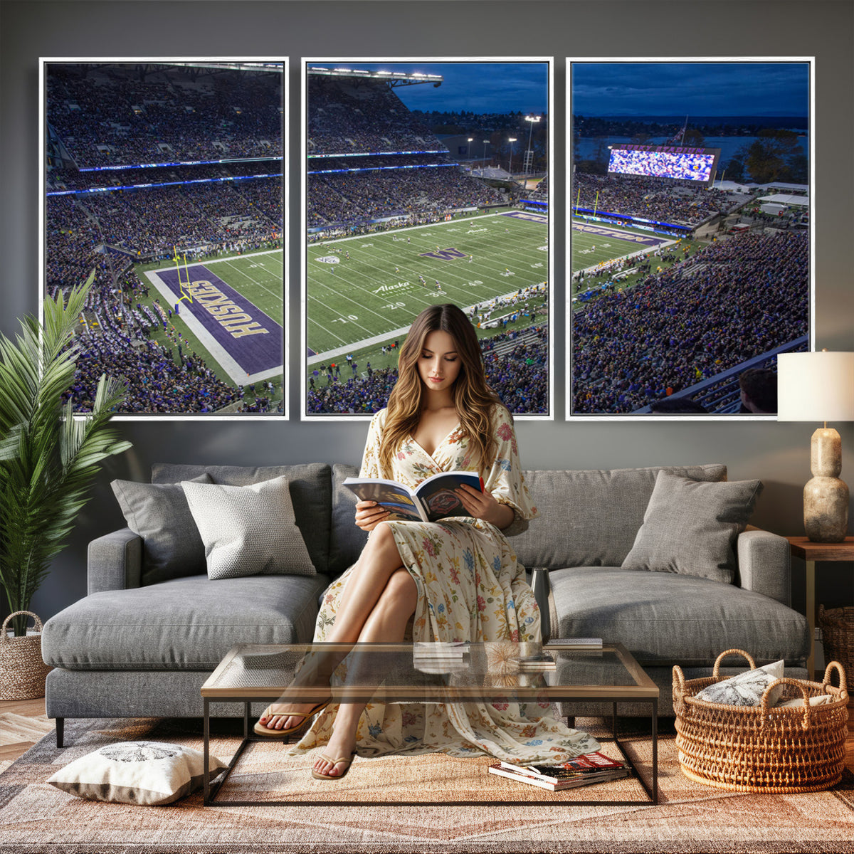 84780-MGV-CV-36X24 - The University of Washington Huskies Football Team Print, Framed and Ready to Hang