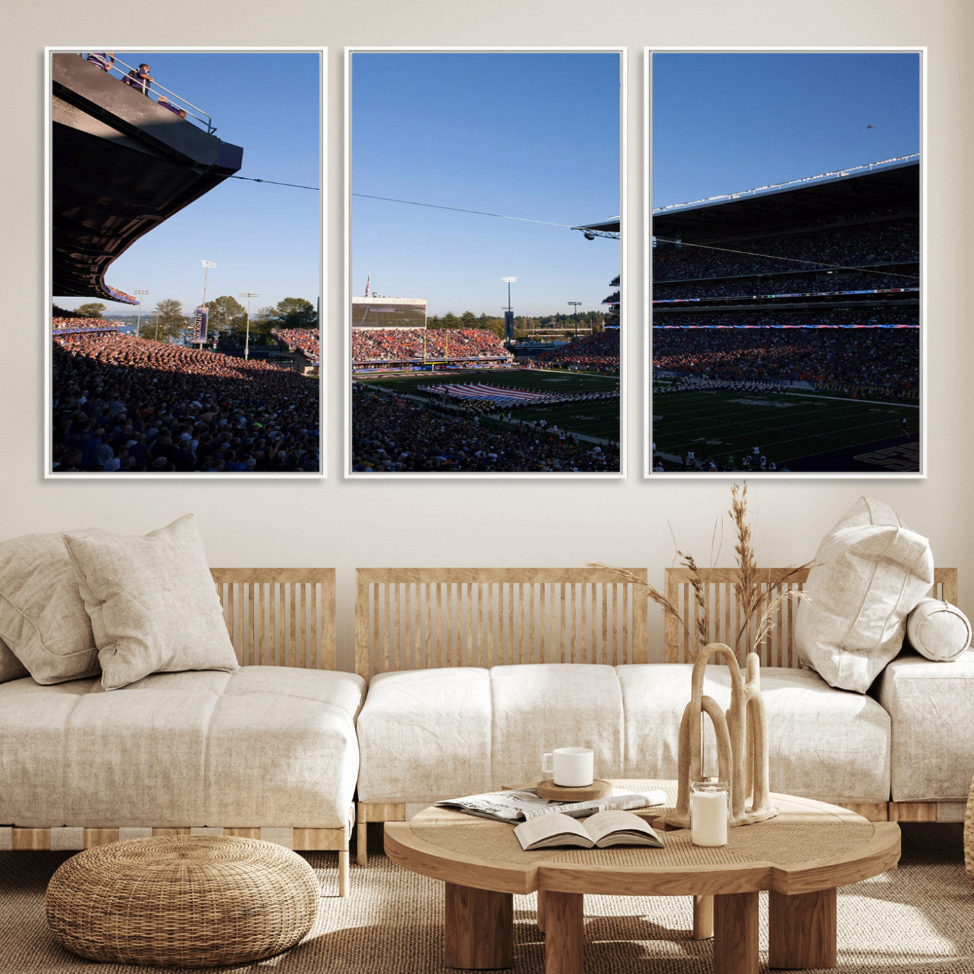 MGV-FC-60X30-3P - The University of Washington Huskies Football Team Print - Seattle Husky Stadium Wall Art Canvas