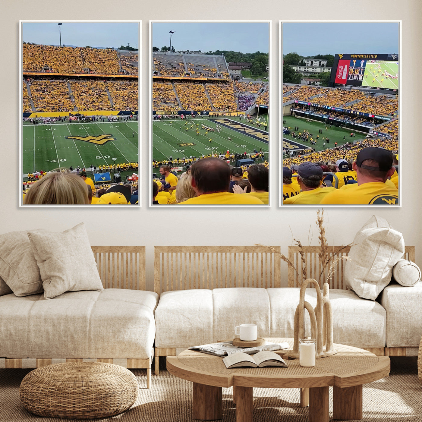 MGV-FC-60X30-3P - Puskar Stadium Canvas Print Wall Art - Morgantown Print - West Virginia University Mountaineers
