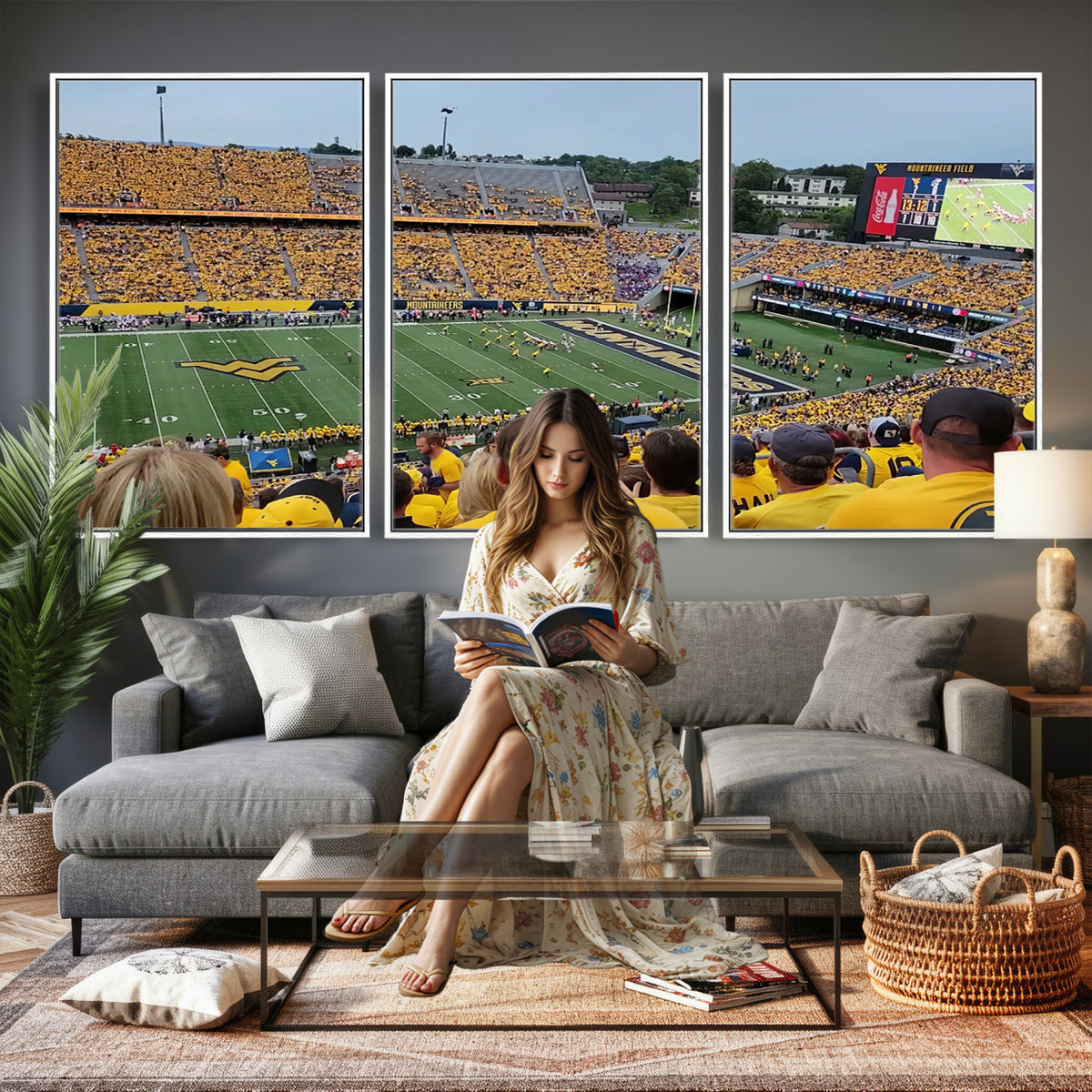 18056-MGV-CV-36X24 - Puskar Stadium Canvas Print Wall Art, Morgantown Print