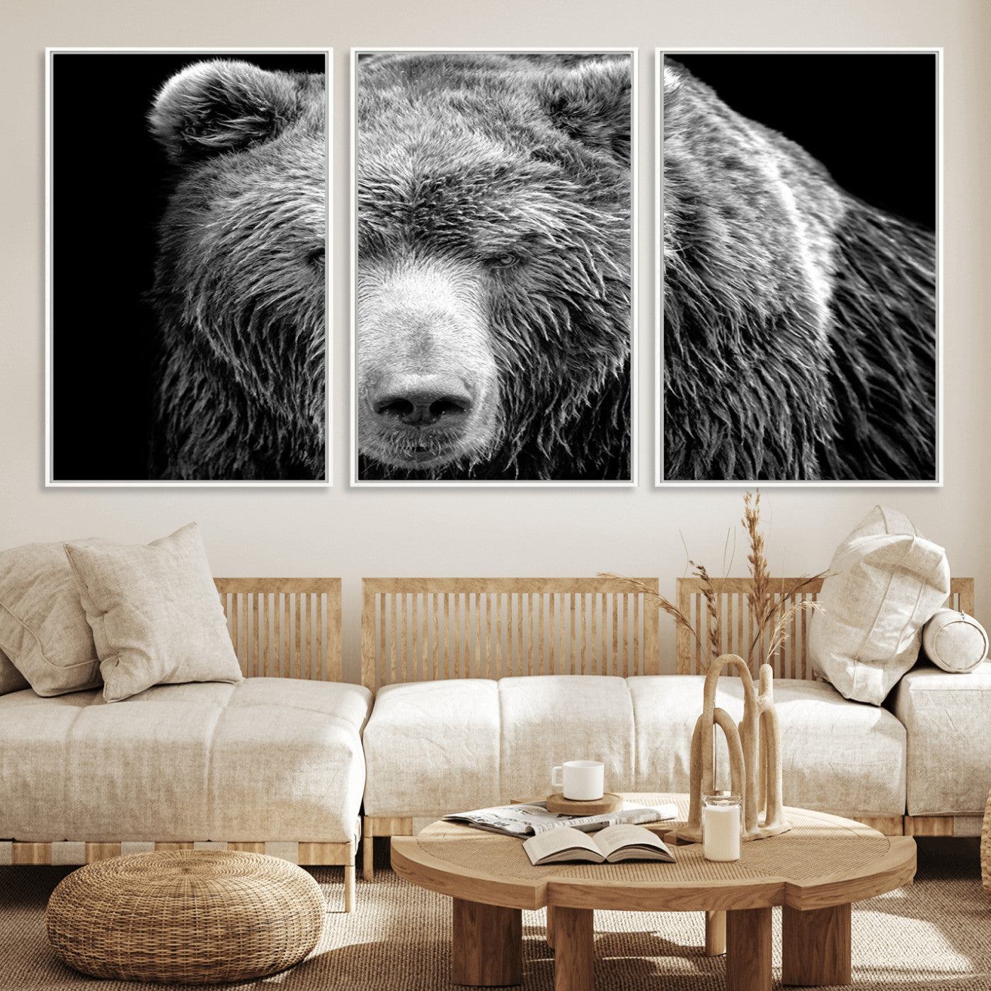 MGV-FC-60X30-3P - 399 Grizzly Bear Canvas Print | Ready to Hang Wall Art | Rustic Farmhouse & Cabin Decor | Wildlife