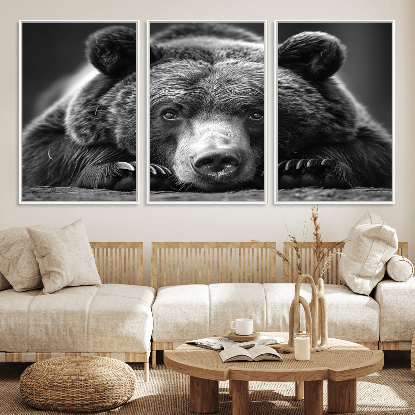 MGV-FC-60X30-3P - Resting Grizzly 399 Bear Canvas Print | Ready to Hang Wall Art | Rustic Cabin & Farmhouse Decor |