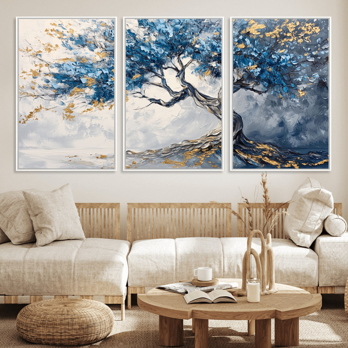 MGV-FC-60X30-3P - Abstract Tree Painting Canvas Wall Art | Tree of Life Painting Wall Art Canvas Print