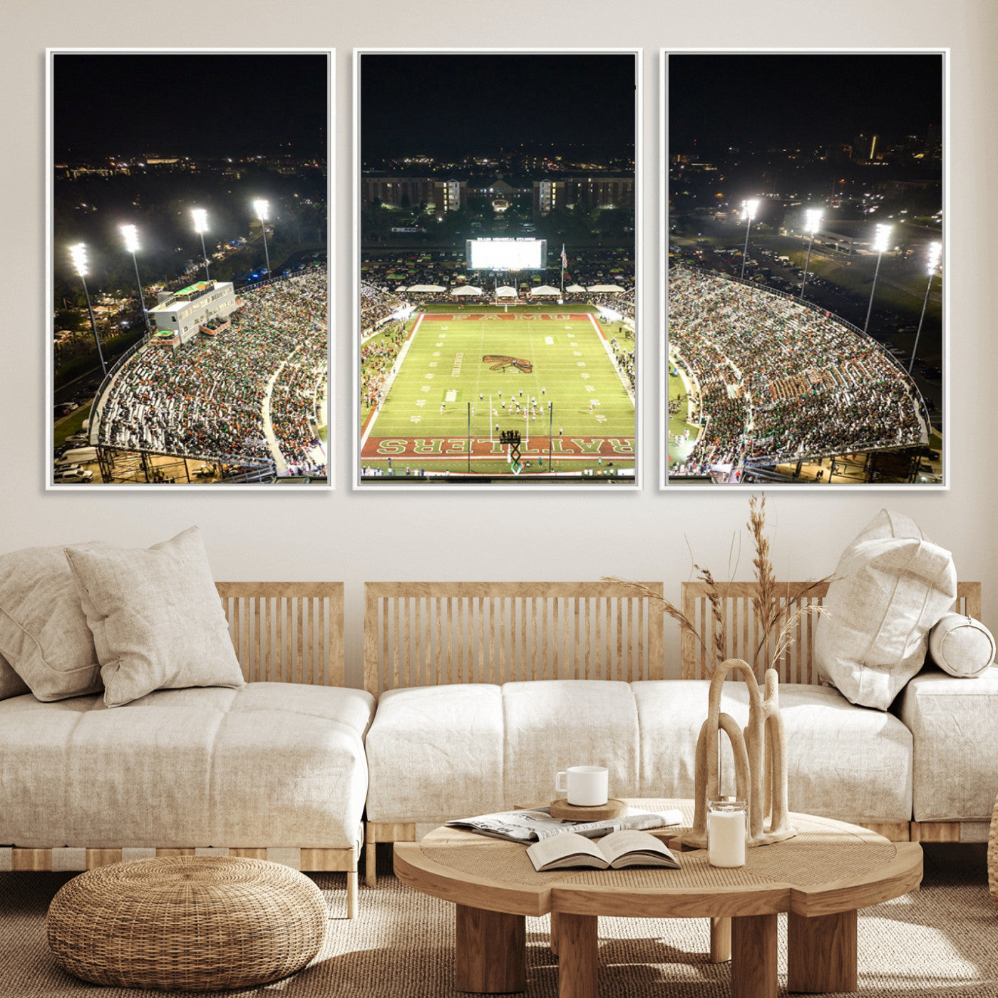 MGV-FC-60X30-3P - Florida A&M Rattlers Football Team Print - Tallahassee Bragg Memorial Stadium Wall Art Canvas Print