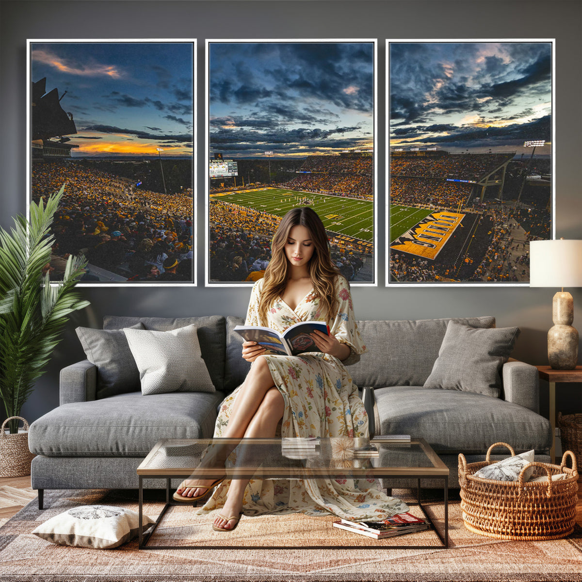 61020-MGV-CV-36X24 - University of Wyoming Cowboys Football Team Print, Laramie, Framed and Ready to Hang