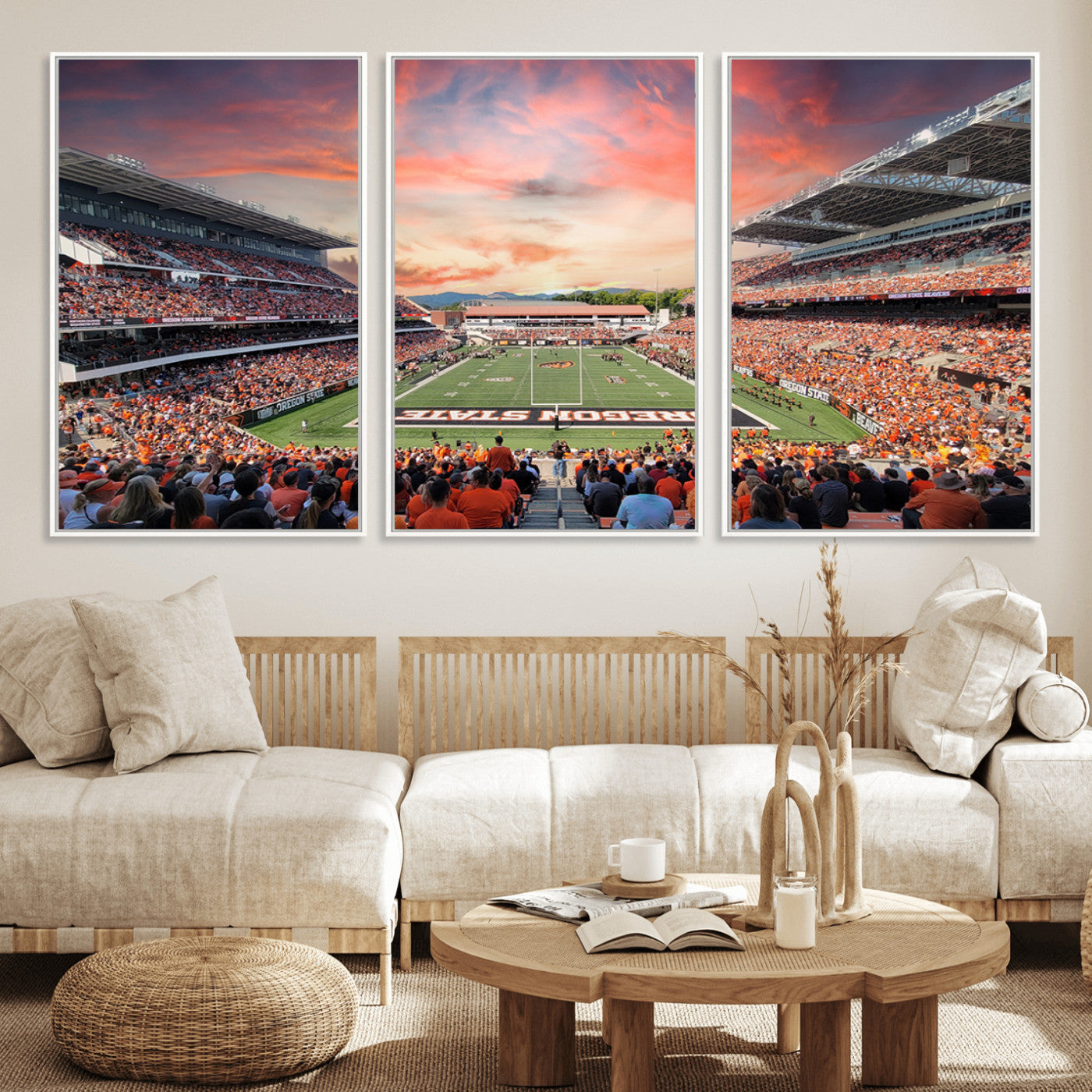 MGV-FC-60X30-3P - Oregon State Beavers Football Team Print - Corvallis Reser Stadium Wall Art Canvas Print