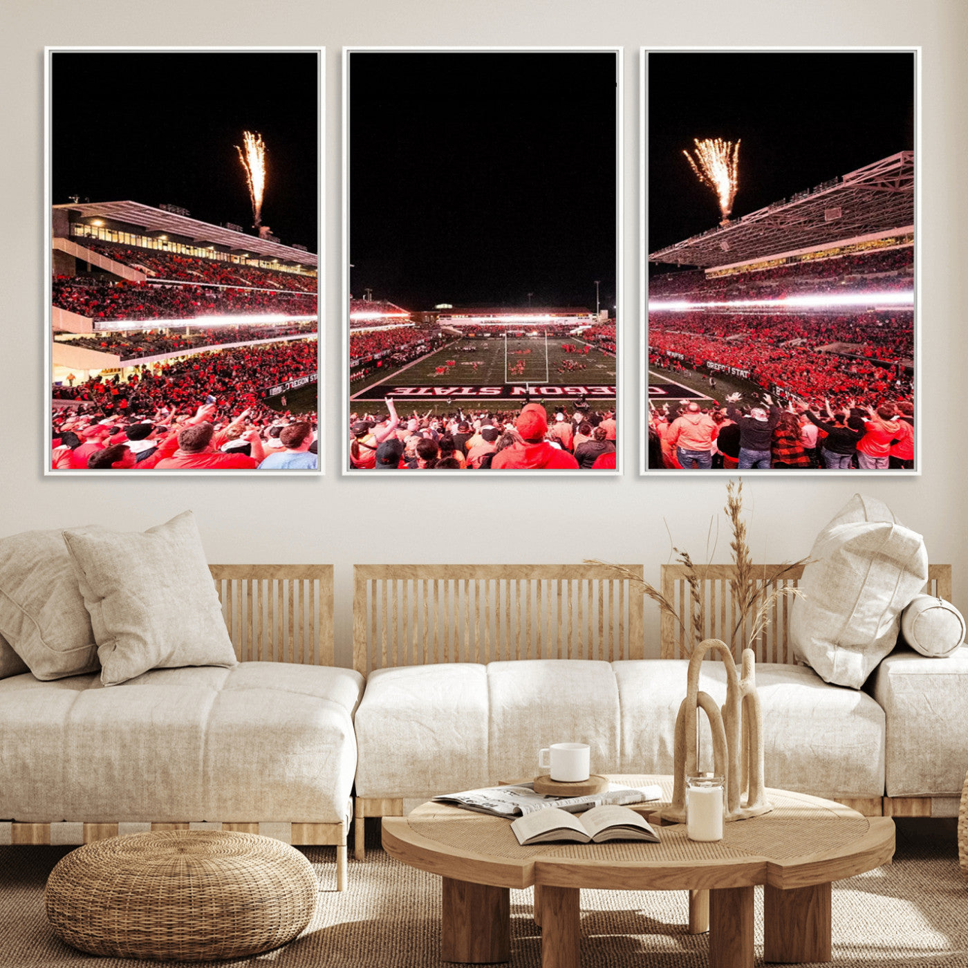 MGV-FC-60X30-3P - Oregon State Beavers Football Team Print - Corvallis Reser Stadium Wall Art Canvas Print