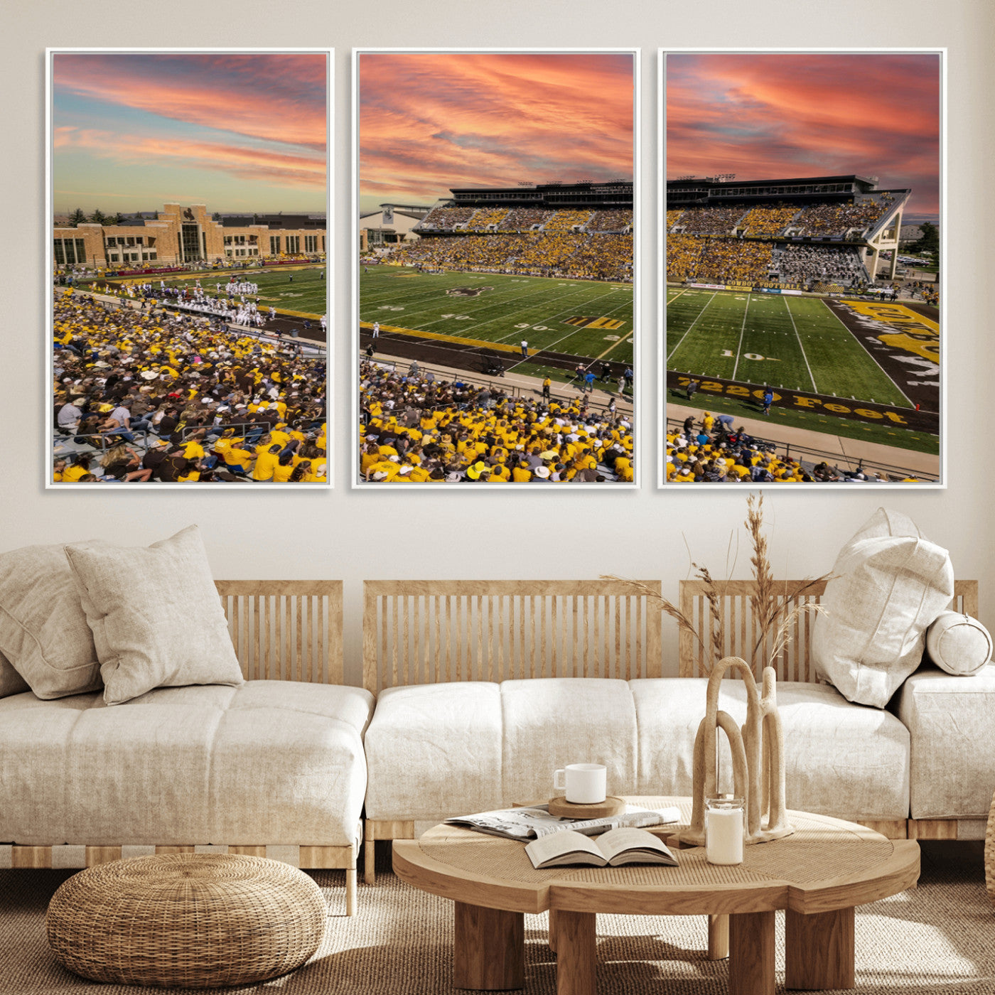 MGV-FC-60X30-3P - University of Wyoming Cowboys Football Team Print - Laramie Jonah Field War Memorial Stadium Wall