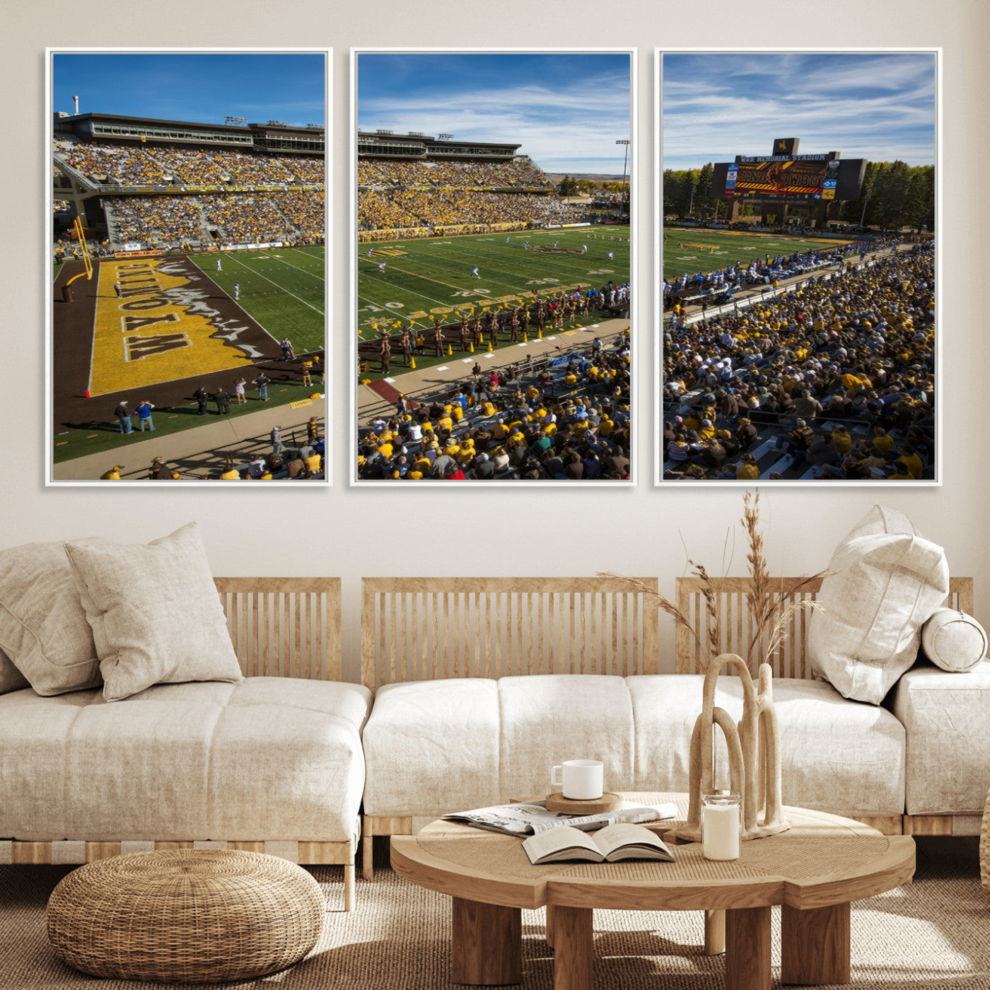MGV-FC-60X30-3P - University of Wyoming Cowboys Football Team Print - Laramie Jonah Field War Memorial Stadium Wall