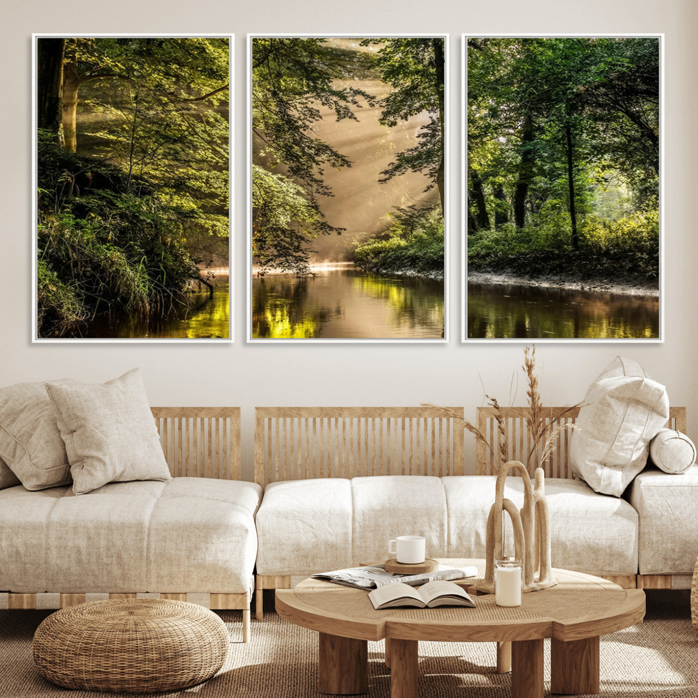 MGV-FC-60X30-3P - Forest Wall Art Print | River Landscape Wall Art | Perfect for Farmhouse Wall Decor, Cabin Wall Art