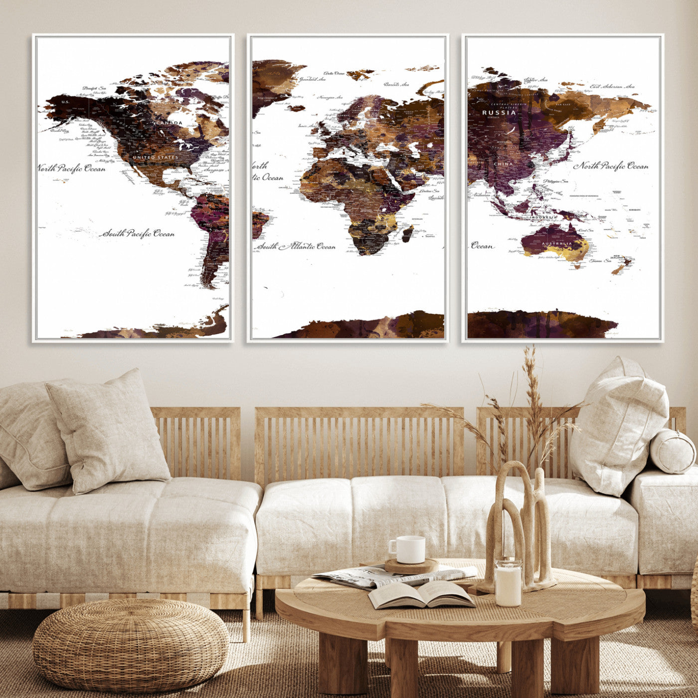 50611-MGV-CV-36X24 - Push Pin World Map Canvas Print – Framed Wall Art for Couples to Track Their Travels – Anniversary