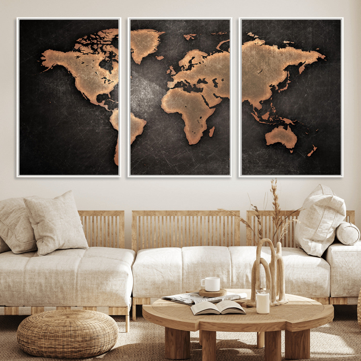 MGV-FC-60X30-3P - Push Pin World Map Canvas Print – Framed Wall Art for Couples to Track Their Travels – Anniversary