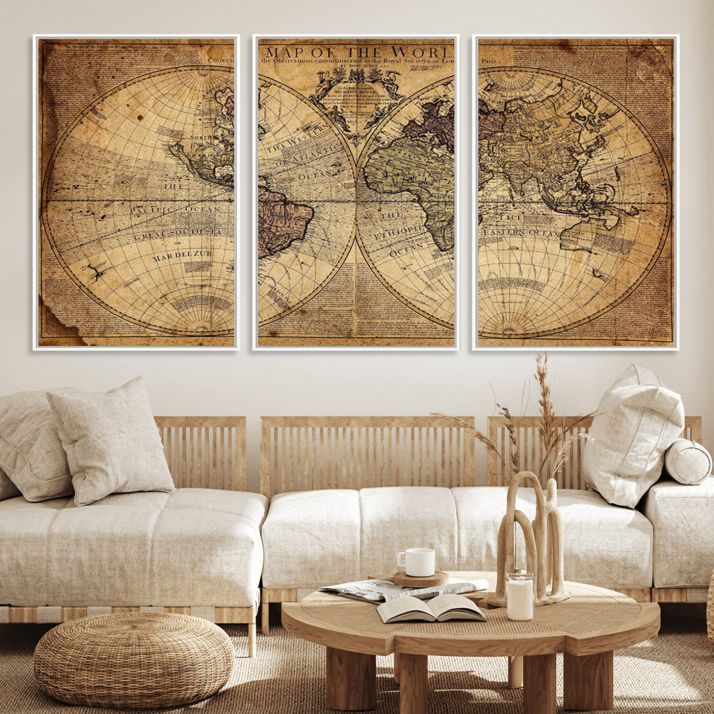 MGV-FC-60X30-3P - Push Pin World Map Canvas Print – Framed Wall Art for Couples to Track Their Travels – Anniversary