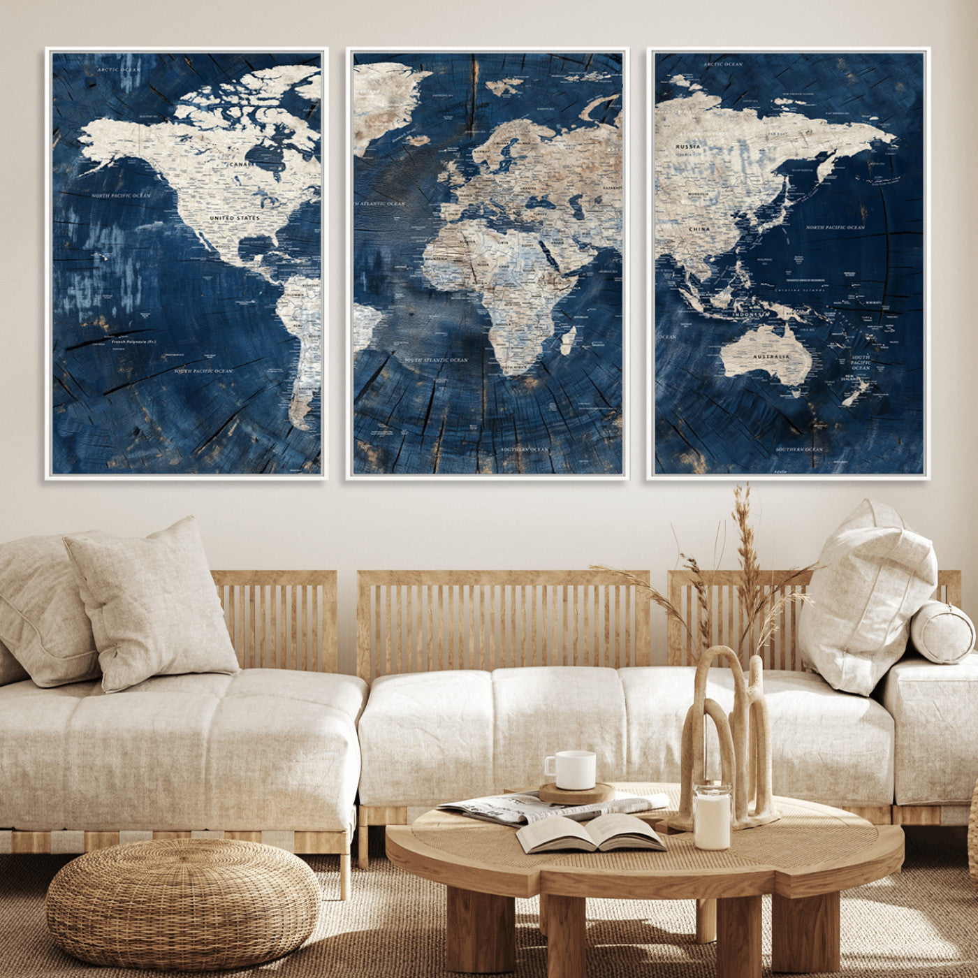 MGV-FC-60X30-3P - Push Pin World Map Canvas Print – Framed Wall Art for Couples to Track Their Travels – Anniversary