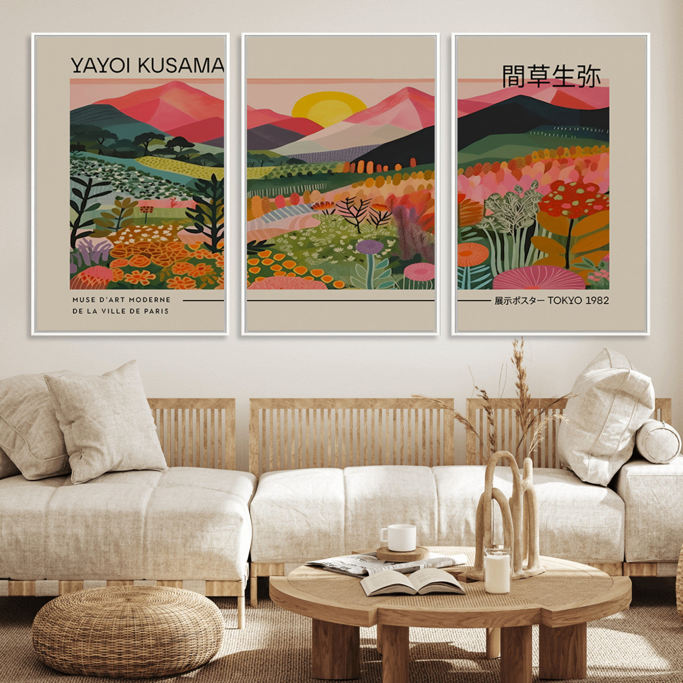 MGV-FC-60X30-3P - Yayoi Kusama 1986 Wall Art Print – Yayoi Kusama Wabi Sabi Japanese Wall Art Print - Vibrant Abstract