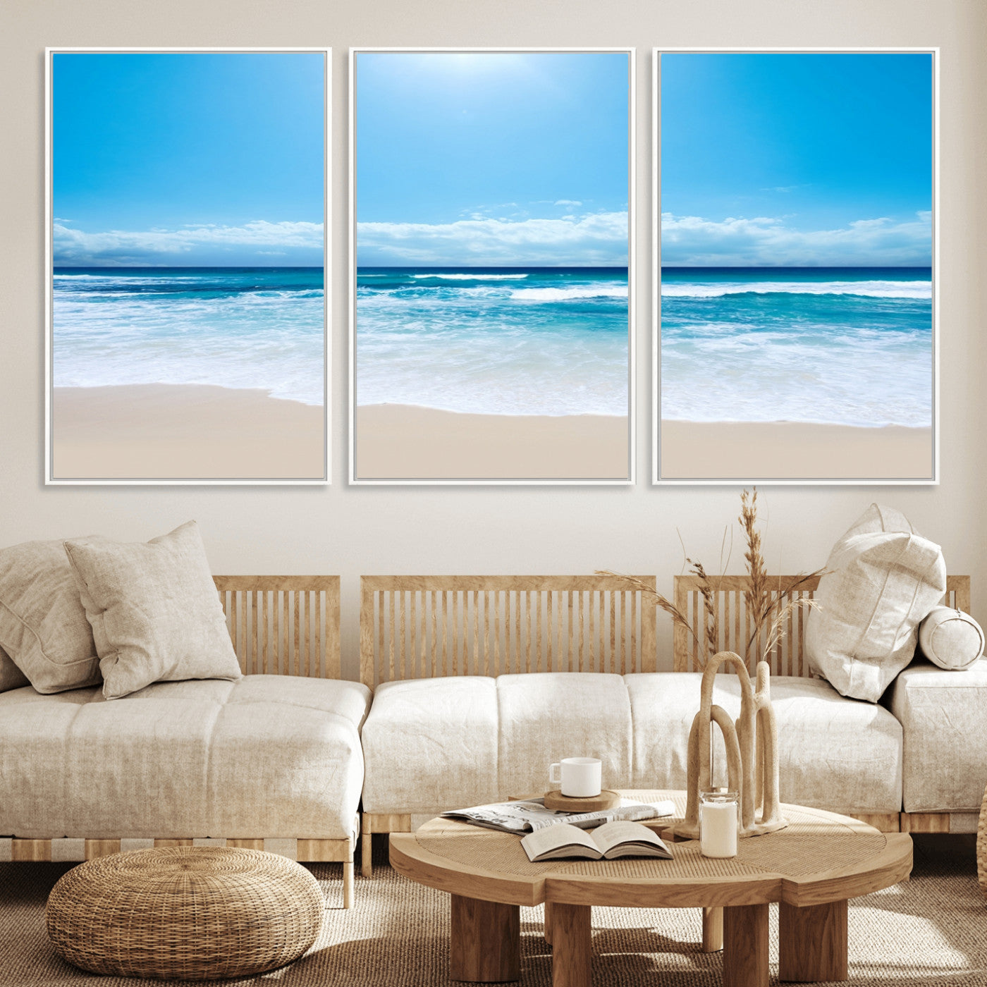 45929-MGV-CV-36X24-Wall Art Canvas Print Shiny Blue Sea and Beach