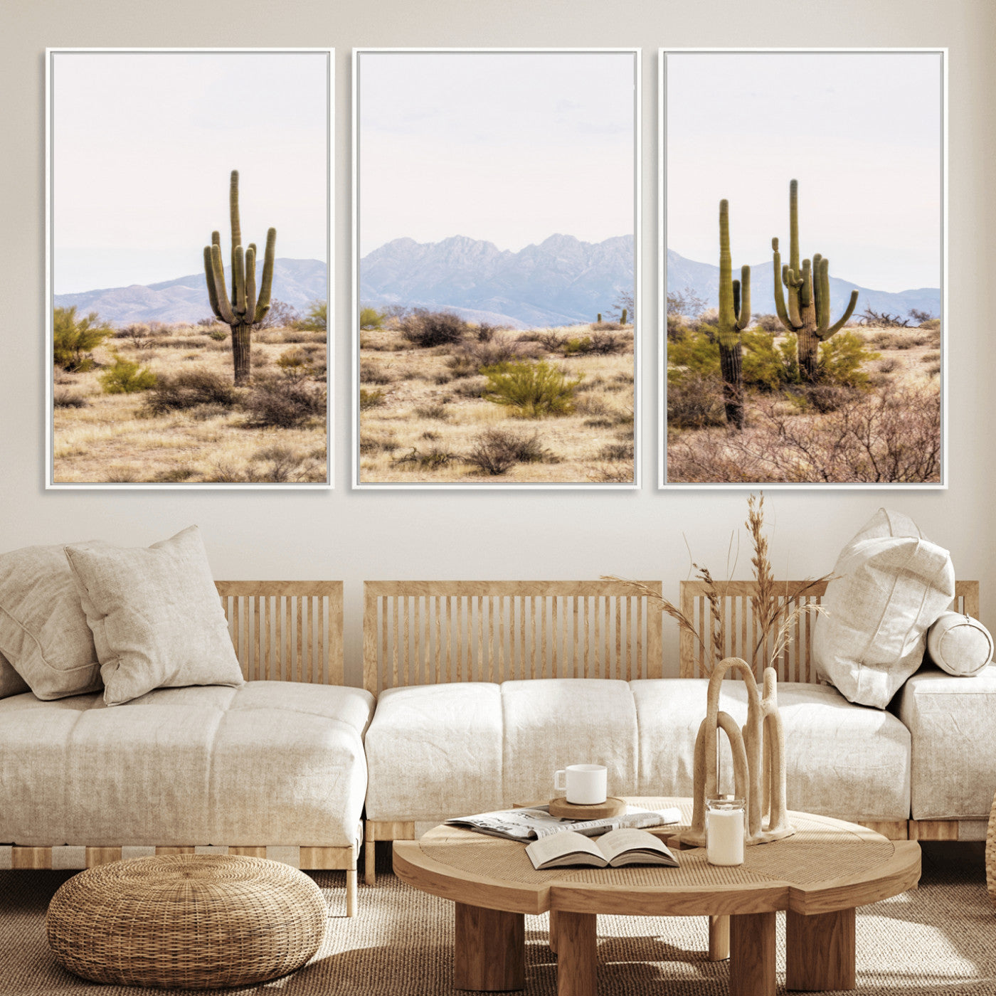 97436-MGV-CV-36X24-Arizona Desert Wall Art Print | Arizona Desert Canvas Print with Saguaro Cacti | Southwestern Landscape Wall Art | Framed Farmhouse Decor
