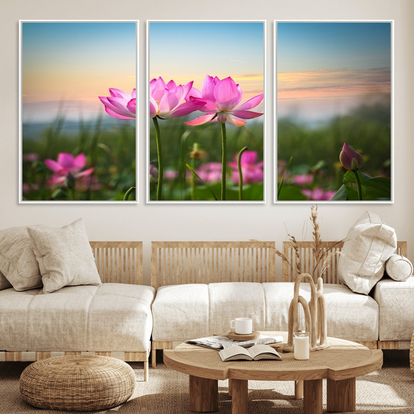 64234-MGV-CV-36X24-Pink Flower on the Mountain Canvas Print, Framed Pink Flower Canvas Wall Art