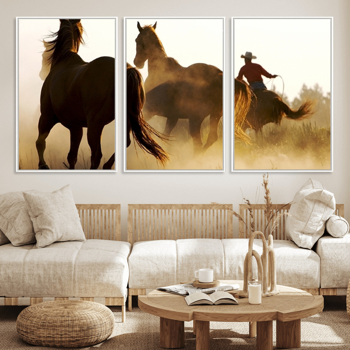 49068-MGV-CV-36X24-Horses and Cowboys Wall Art Canvas Print