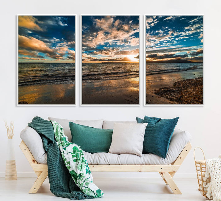 Beach Wall Art - Ocean Sunset Canvas.