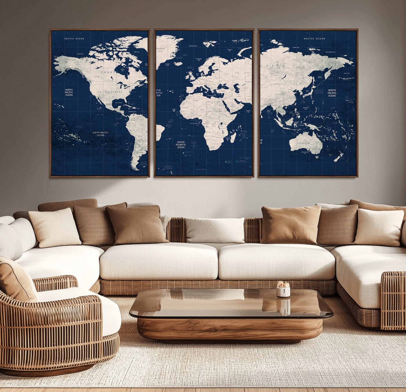 MGV-FC-60X30-3P - Push Pin World Map Canvas Print – Framed Wall Art for Couples to Track Their Travels – Anniversary