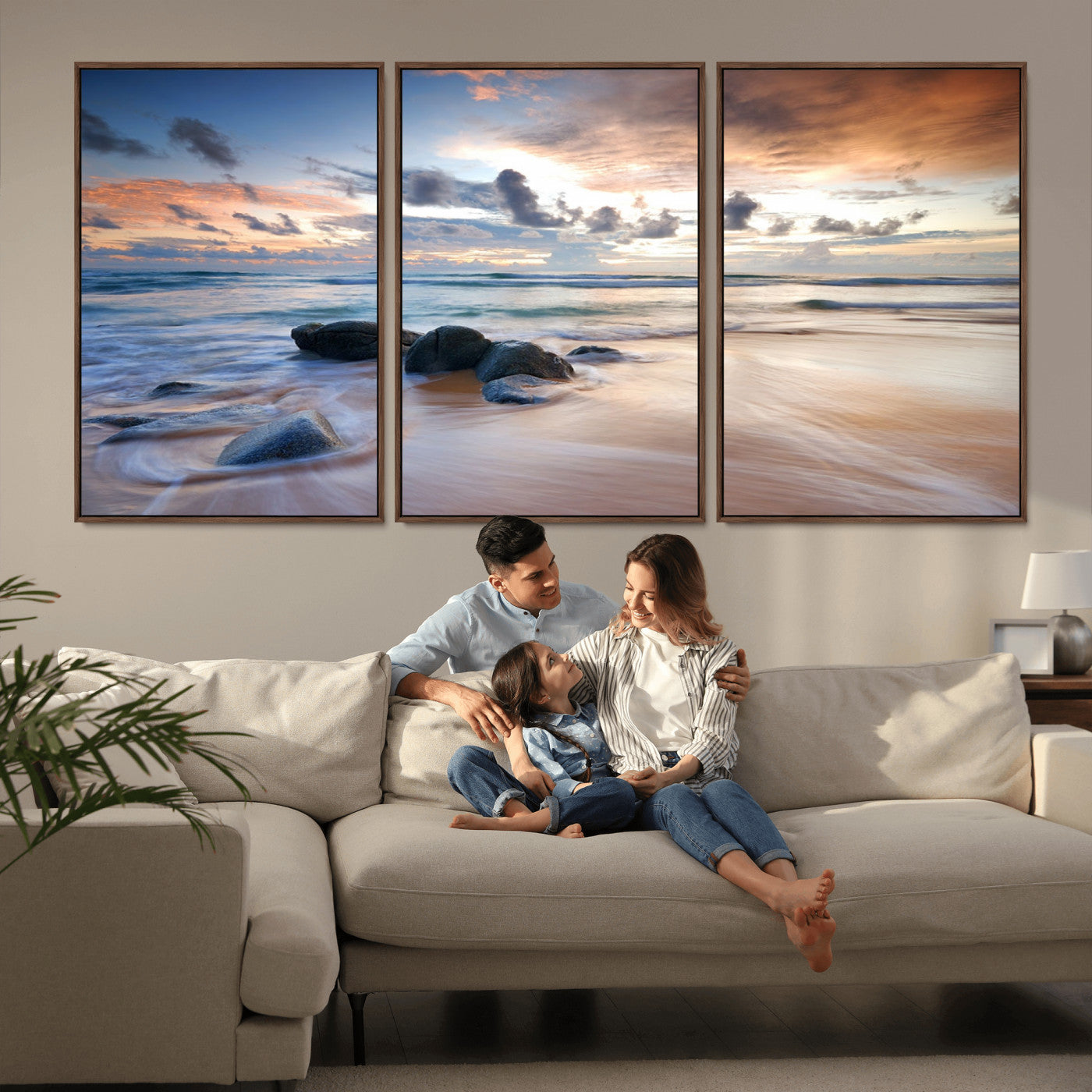 MGV-FC-60X30-3P - Serene Weather On The Beach Wall Art Canvas Print