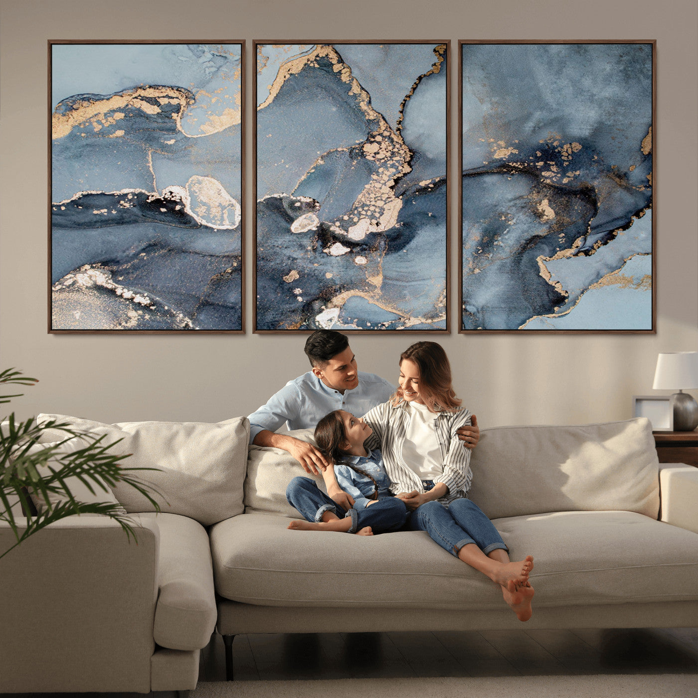 MGV-FC-60X30-3P - Multipanel Marble Fluid Effect Wall Art Abstract Canvas Wall Art Print