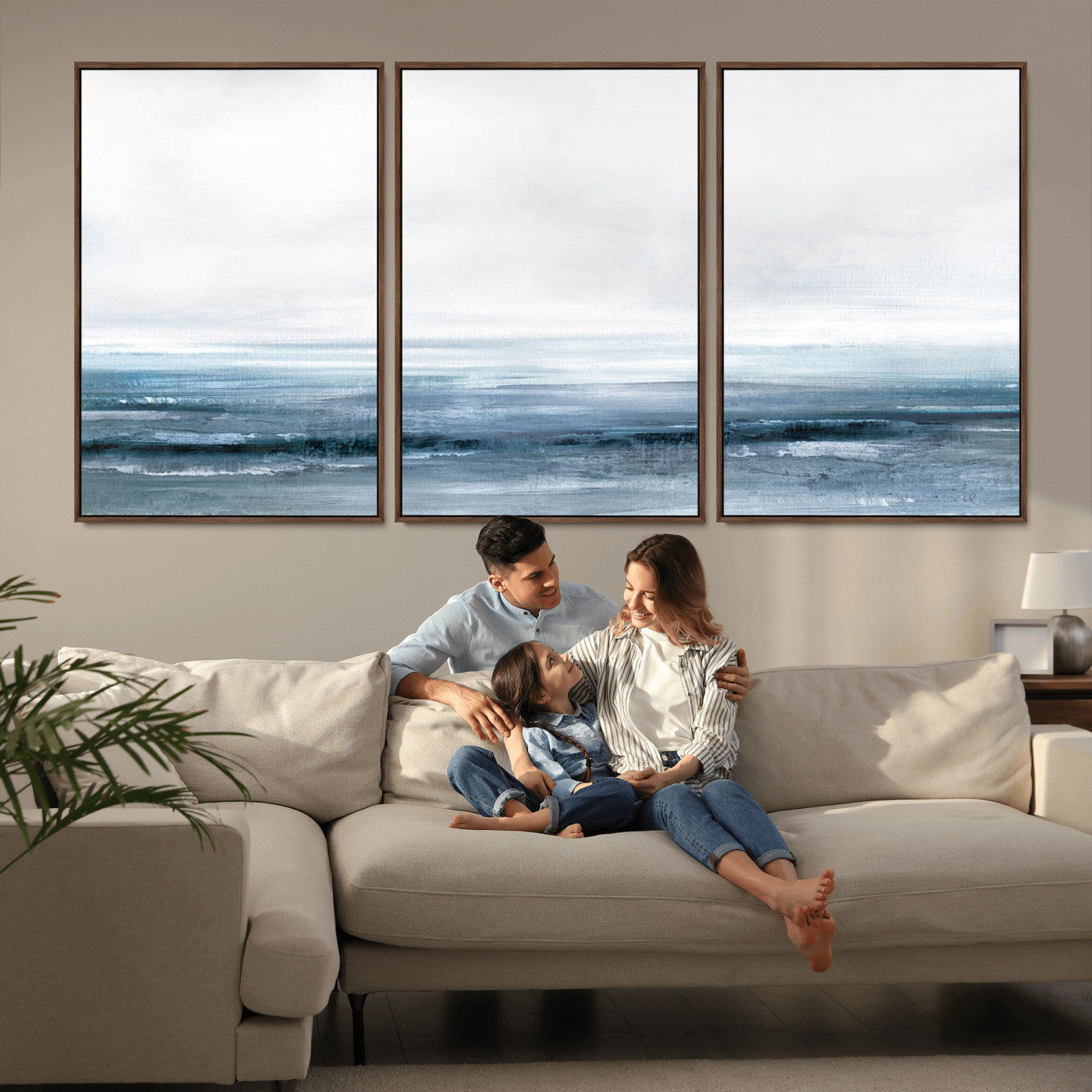 MGV-FC-60X30-3P - Blue Ocean Abstract Artwork Wall Art Canvas Print