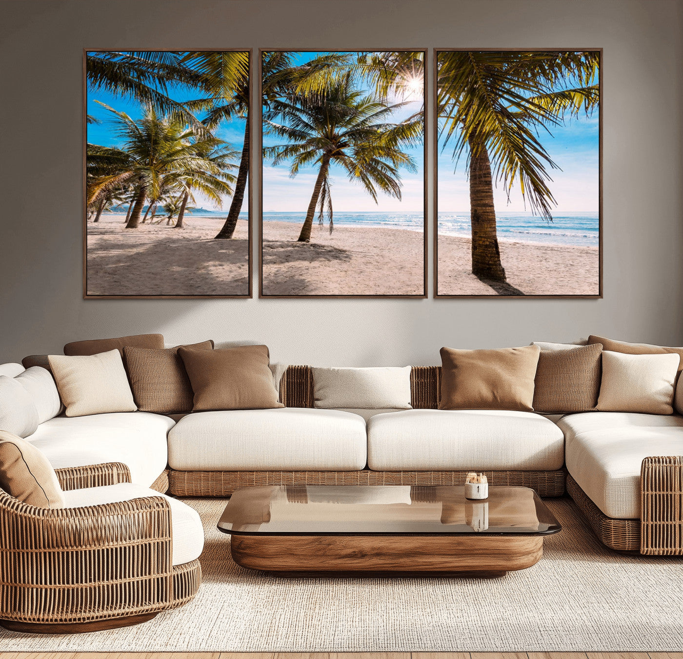MGV-FC-60X30-3P - Palm Beach Tropical Island Wall Art Canvas Print
