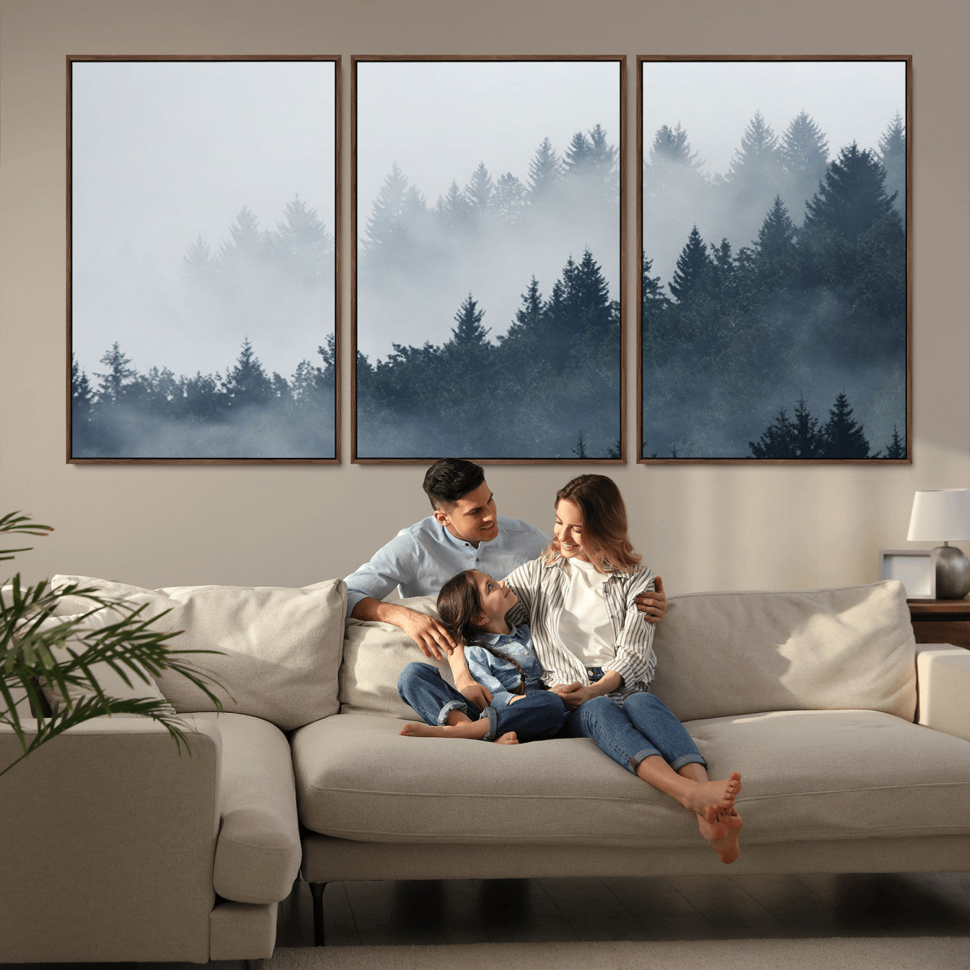 MGV-FC-60X30-3P - Foggy Pine Forest Wall Art Canvas Print