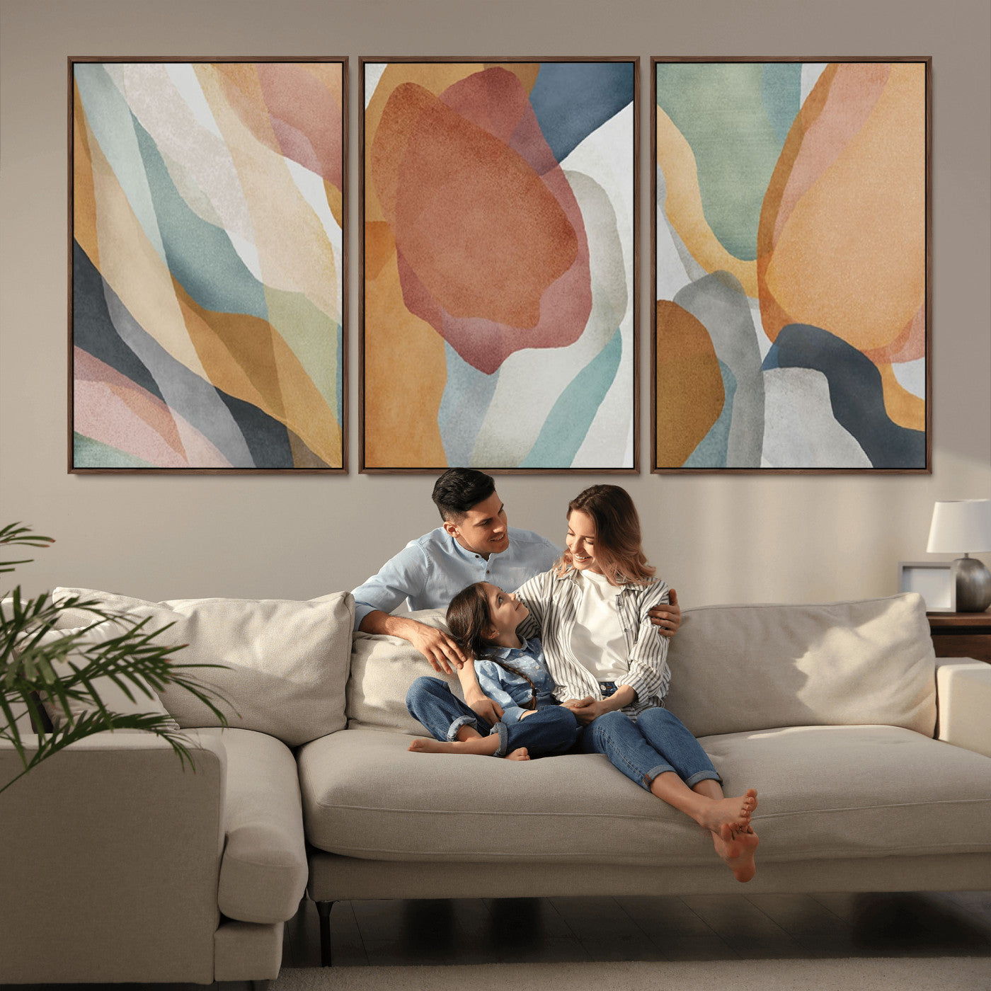 MGV-FC-60X30-3P - Boho Wall Art Canvas Print Set, Watercolor Boho Wall Art Canvas