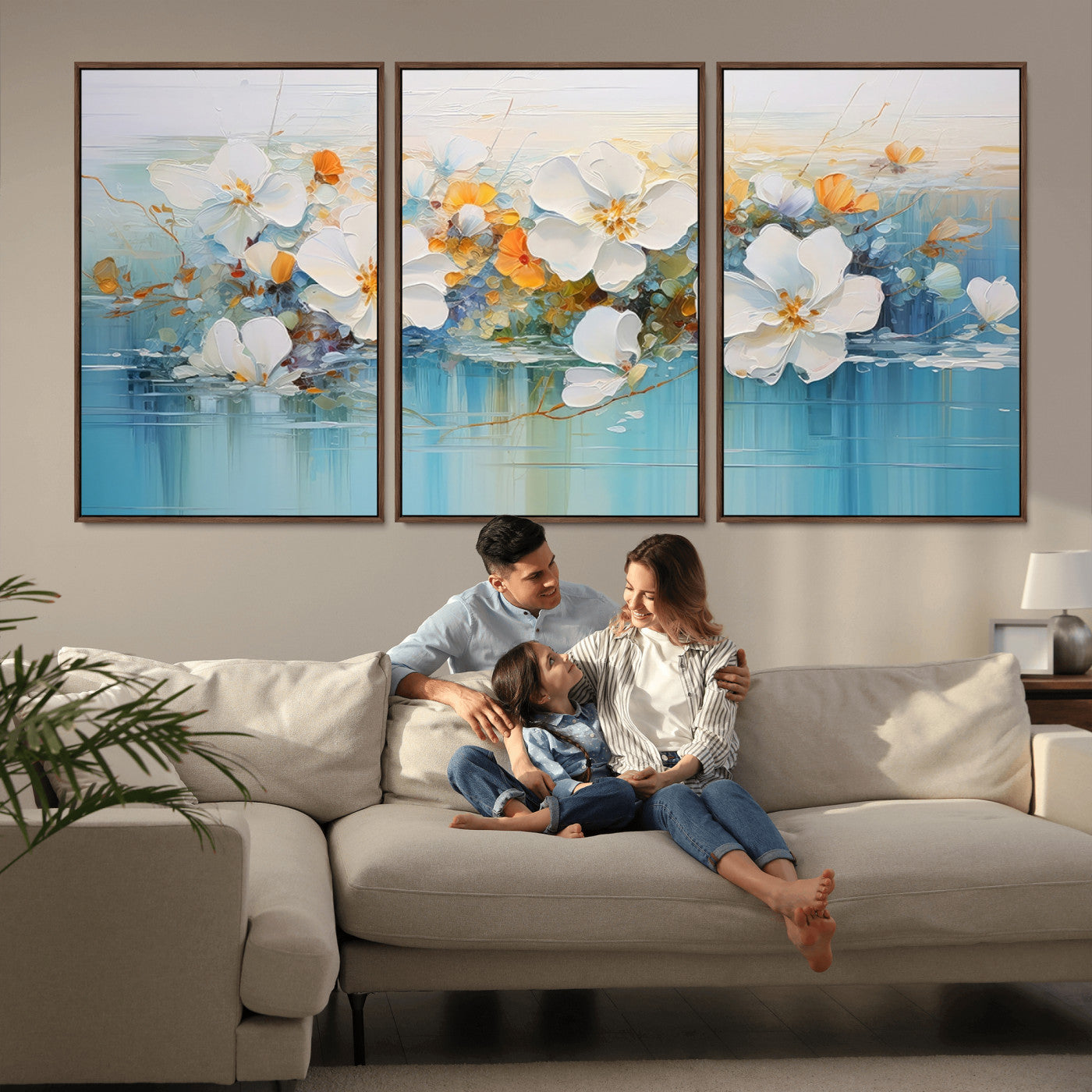 MGV-FC-60X30-3P - Abstract Flower Wall Art Canvas Print