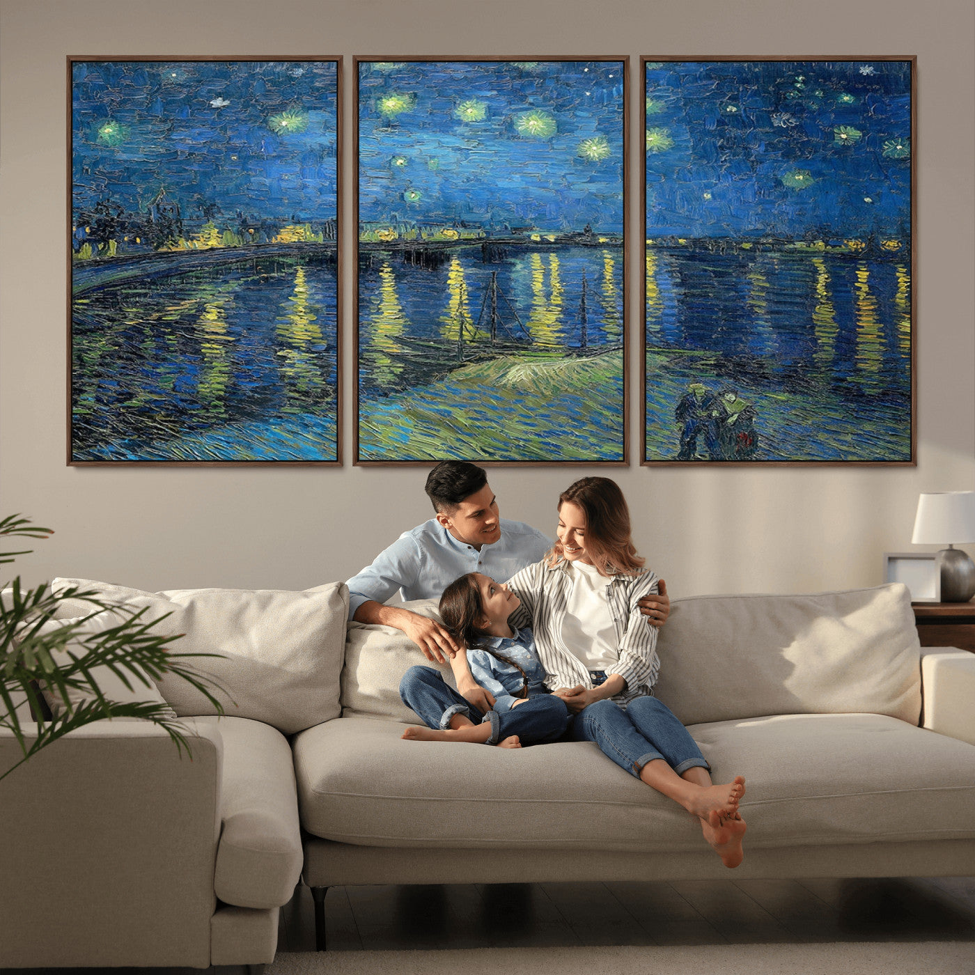 -Vincent van Gogh Starry Night over the Rhone Abstract Wall Art Canvas, Starry Night Canvas Print