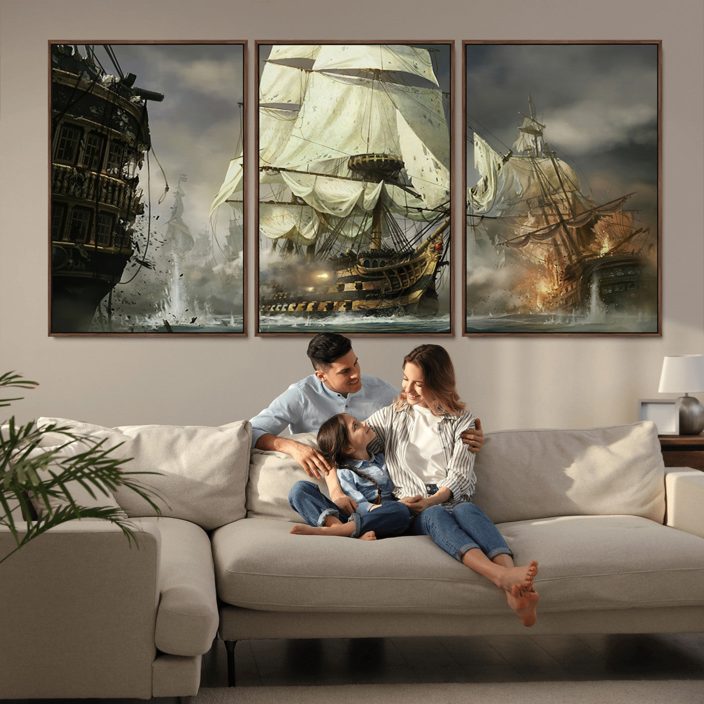 MGV-FC-60X30-3P - Pirate Ship War Wall Art Canvas Print