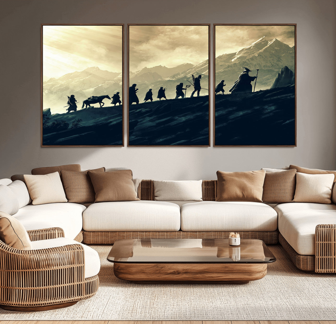 41574-MGV-CV-36X24-Lord of the Rings Silhouette Wall Art Capturing the Epic Quest Through Middle-Earth - The