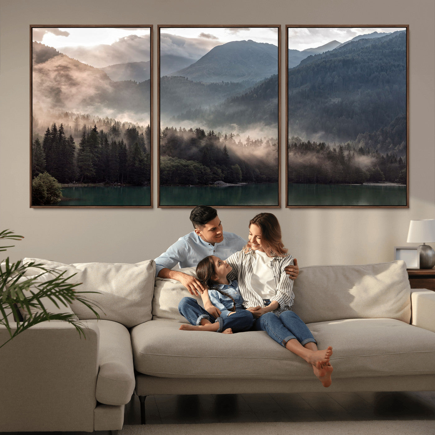 MGV-FC-60X30-3P - Foggy Mountain Canvas Print Forest Wall Art