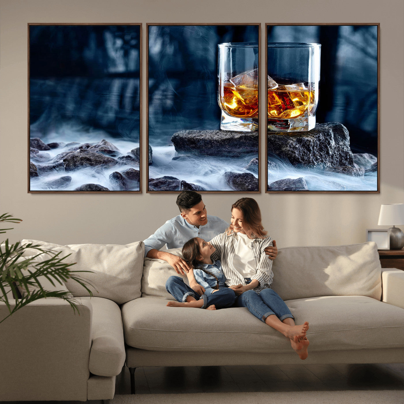 MGV-FC-60X30-3P - Whiskey Ice Wall Art Canvas Print
