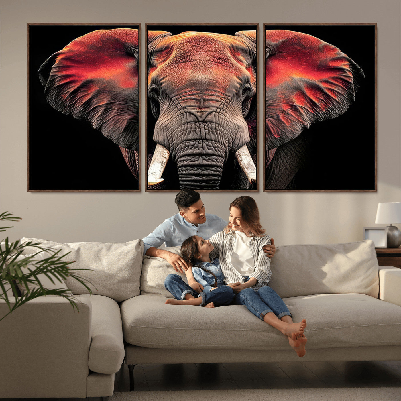 54719-MGV-FC-60X30-3P_Walnut-Elephant Wall Art Canvas Print