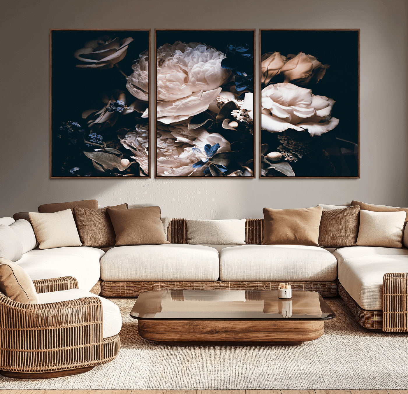 MGV-FC-60X30-3P - Pink Peonies Flowers Large Canvas Art Print