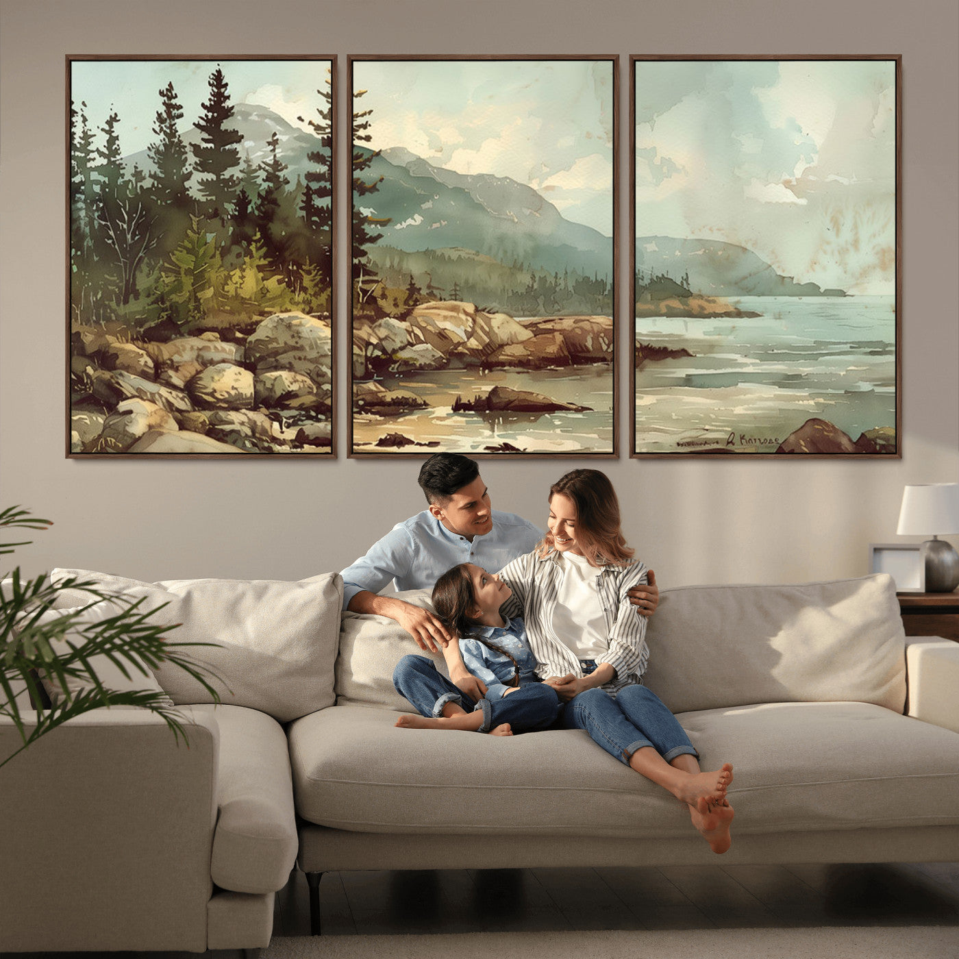 MGV-FC-60X30-3P - Abstract Acadia National Park Wall Art Canvas Print - Stunning 3-Panel Wall Art Canvas Print, Framed, Ready to Hang