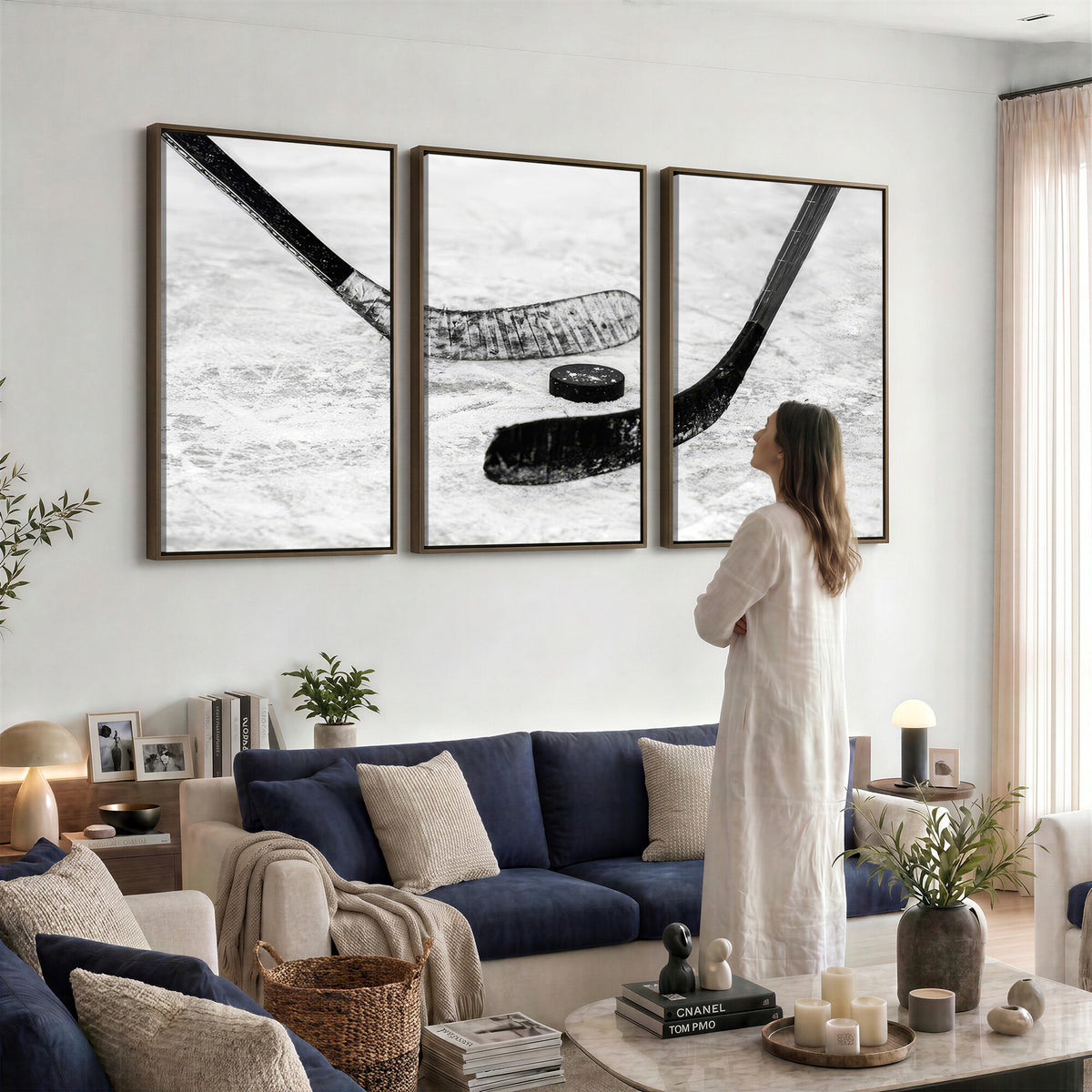 82900-MGV-CV-36X24 - Winter Ice Hockey Sport Canvas Wall Art Print, Hockey Wall Decor
