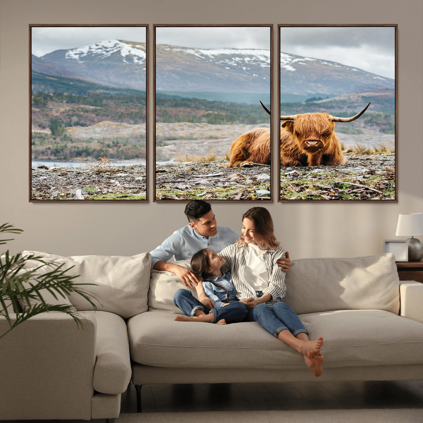 -Highland Cow Horn Farm Wall Art Canvas Print